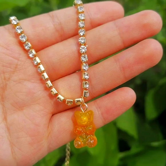 Rhinestone 🐻 choker necklace 🧡 - Picture 1 of 4